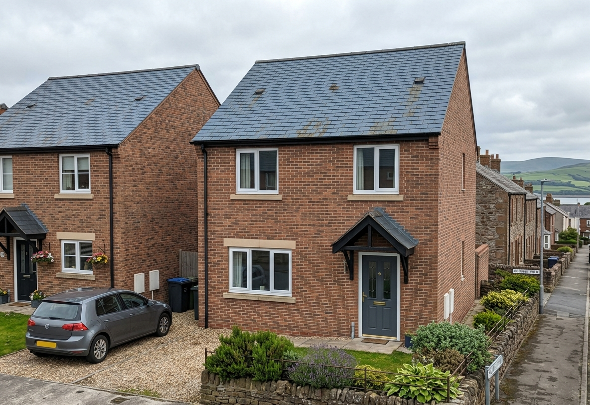 Brick semi-detached houses in Workington Cumbria